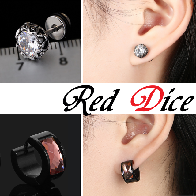 メンズピアス メンズ片耳用ピアスセット 人気 シンプル 片耳セット 6種 メンズピアス専門店 Red Dice