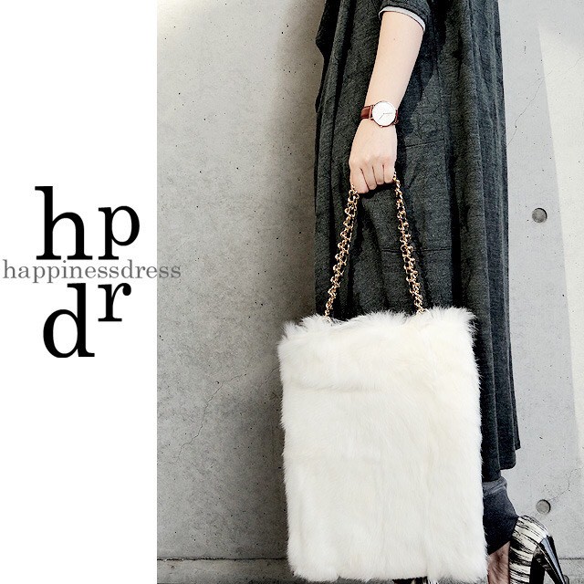 Ribbonholiday リボンホリデー ホワイトファートートバッグ Happinessdress ハピネスドレス