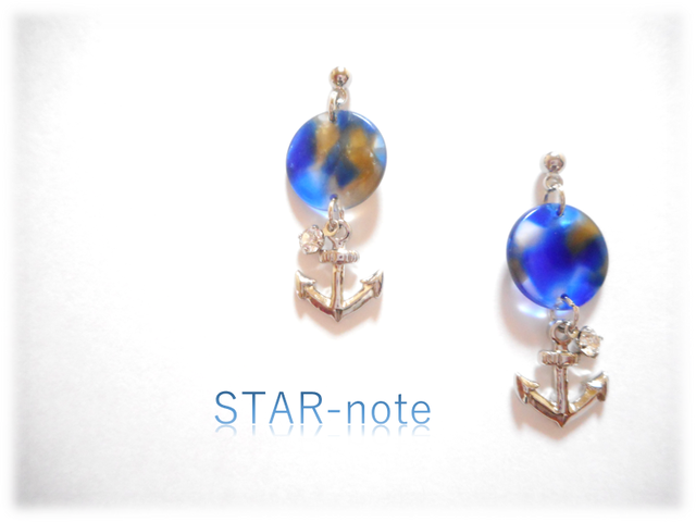 マーブルリングラウンドとイカリチャームピアス Star Note スターノート