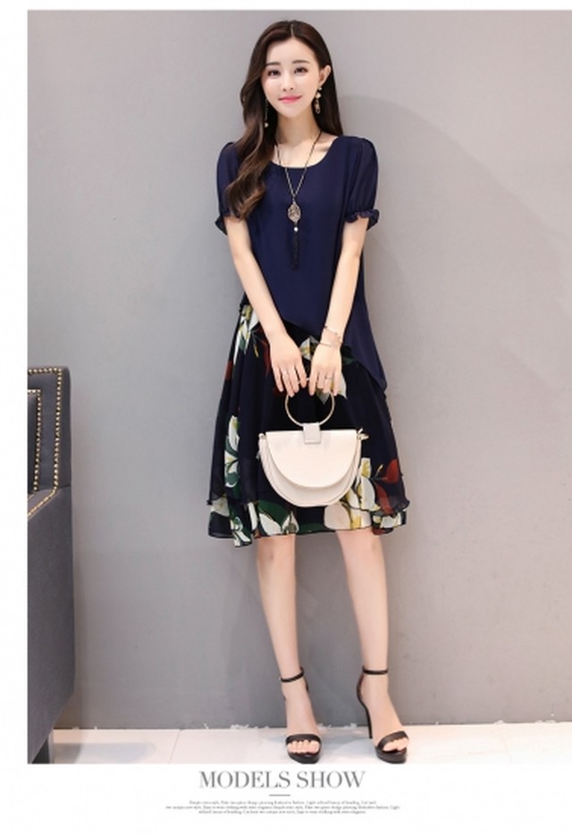 花柄 パーティードレス 半袖 フリル フローラル 上品 ミモザ丈 レディース 上品 結婚式 二次会 お呼ばれドレス Kh 0055 Shopmall To You