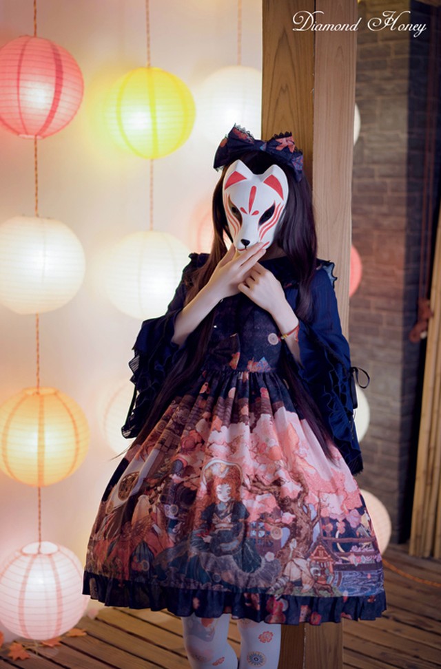 Diamondhoney 大正浪漫 大正ロマン 和ロリ 狐の嫁入り ロリィタ ジャンスカ ワンピース Pampompum1