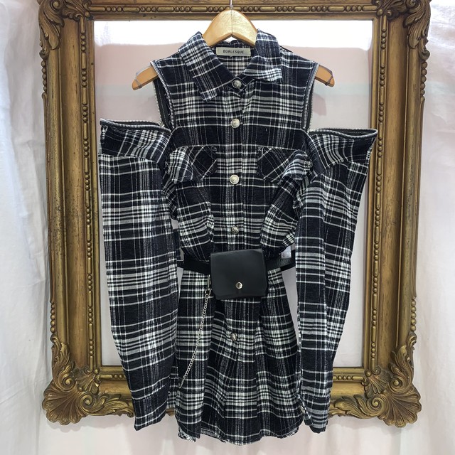 肩あきジップシャツワンピース Burlesque