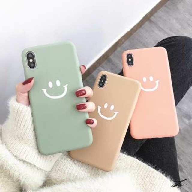 Iphonex Xs ピンク Iphoneカバー スマイリー柄 マットソフトカバー 可愛い シンプル Tpu ニコちゃん Guguppest2