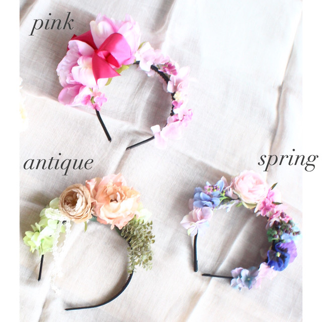 お花のカチューシャ 子供用 造花 Antique 花冠が難しい時期のお子さまにも Yaji Cafe