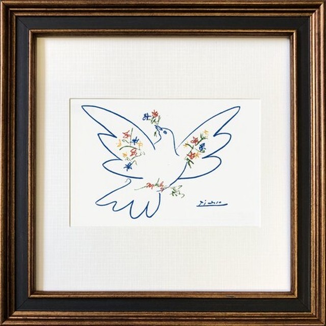 パブロ ピカソ Pablo Picasso 花束 額付き 正方形スクエアフレーム アートポスター La Vie France