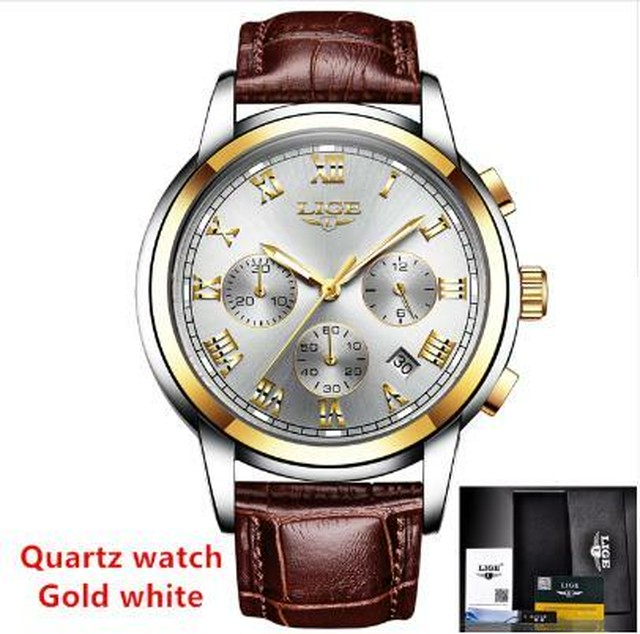 Lige 18 高級ブランド メンズクォーツ時計 防水 ベルト革 ビジネス腕時計 Masculino Lige 9810 Lige Watch Store