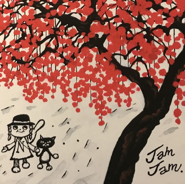 【田村 映二】複製画 / 線画「しだれ梅」