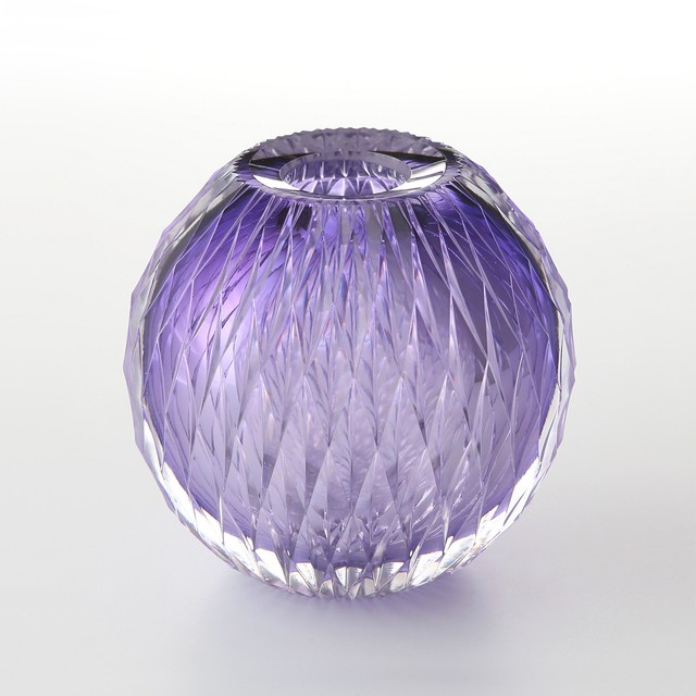 つむぎの花 一輪挿し 紫色 切子 Namry Glass