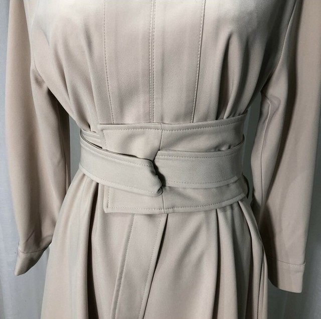 Aライン ワンピース ドレス キーネック ウエストベルト 長袖 エレガント きれいめ セレモニー フォーマル 結婚式 お宮参り 入学式 卒業式 お呼ばれ お出かけ 春 秋 Crystalhk