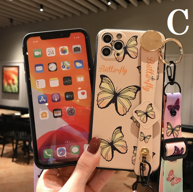 カラフル バタフライ 蝶々 リストストラップ ショルダーストラップ スマホケース カバーiphonese2 Iphone7 8 X Xs Max Xr 11 Pro Max スマホケース スマホグッズ専門店 Pca
