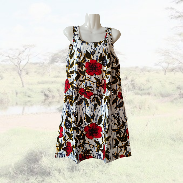 アフリカンピンタックワンピース お花 African Fashion Jaam ジャム