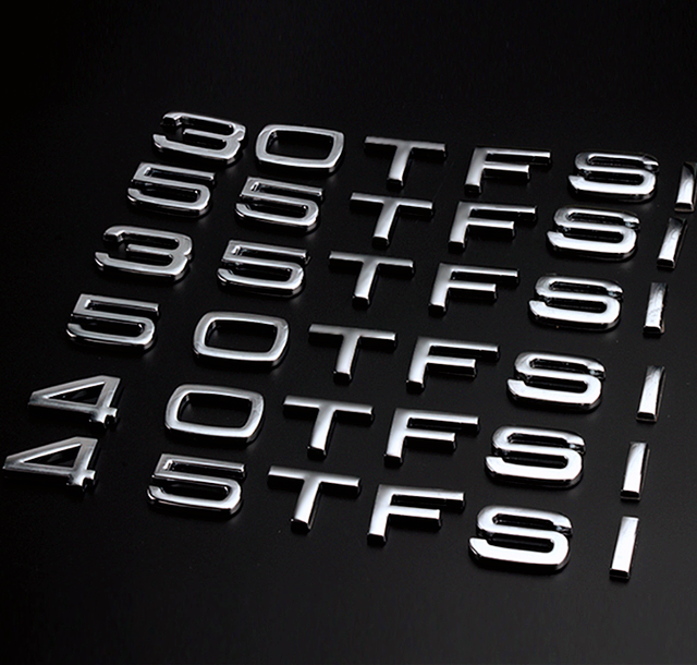 Audi アウディ A3 A5 A6 Q2 Q3 Q5 Q7 排気量 グレードエンブレム 30tfsi 35tfsi 40tfsi 45tfsi 50tfsi 55tfsi リア エンブレム シルバー カスタム 送料無料 欧車パーツ