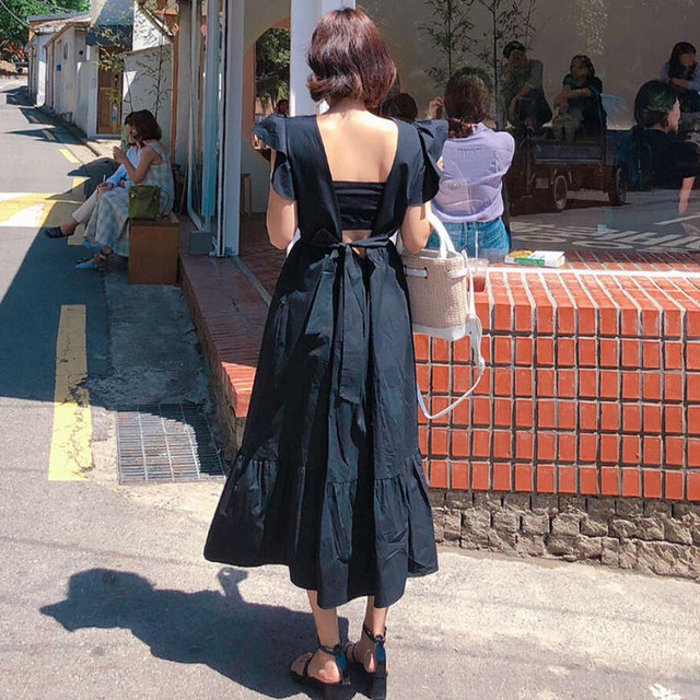 バックシャン ワンピース バックリボン ロング マキシ おしゃれ I1852 Bshop