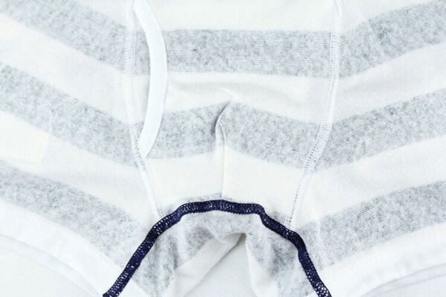 柔らかな肌触りのニットパイル地の生地を使用 Border Blue Mboc36 ダークシャイニー メンズ ボクサー パンツ Luxzunderwear