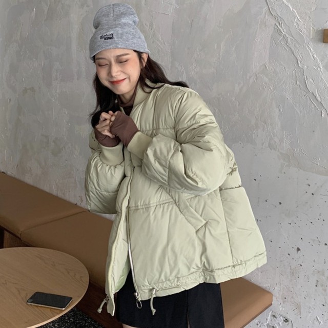 アウター 中綿 ブルゾン ダウンジャケット オーバーサイズ ゆったり 無地 シンプル カジュアル ストリート ボーイッシュ メンズライク アウトドア 秋 冬 Pa1745 Mahha Planet