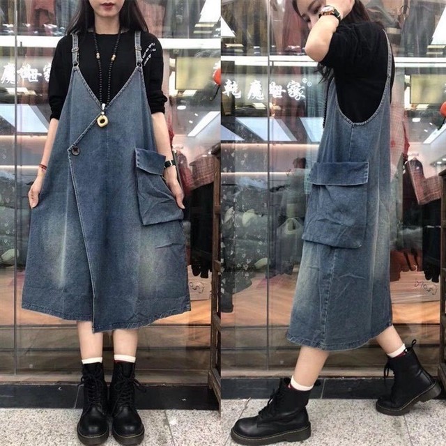 デニムサロペット ワンピース ジャンパースカート カシュクール ロングワンピース オールインワン オーバーオール 大きいサイズ マタニティ 秋冬 オールシーズン ウッディーベース1号店