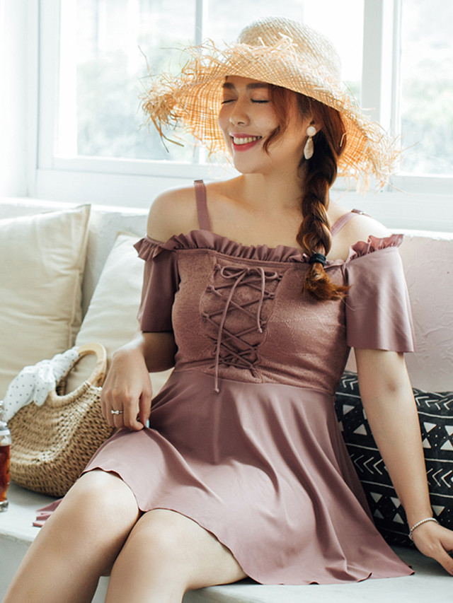 送料無料 水着 ワンピース フリルワンピース水着 ワンピース レディース ワンピース水着 シンプル A Command コマンドプラス