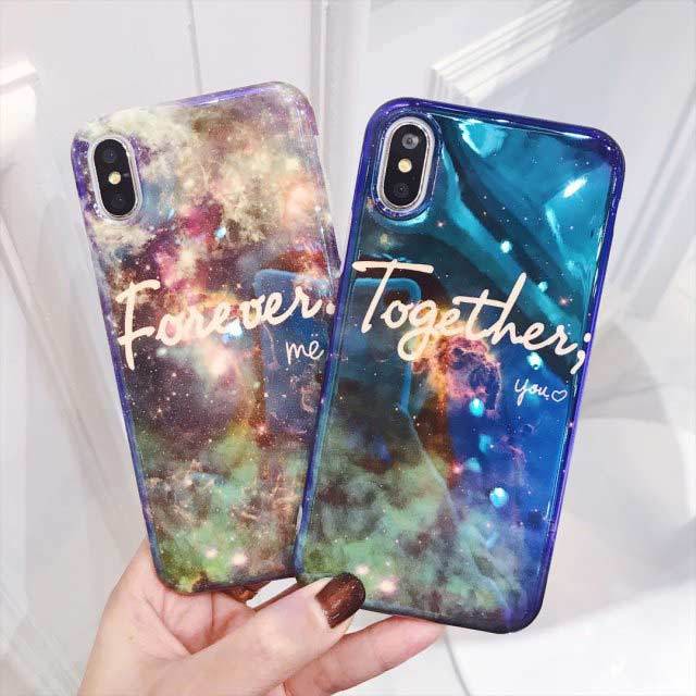 宇宙 カップル ペア Iphone シェルカバー ケース カラフル 手書き シンプル きらきら お揃い Iphone 6 6s 6plus 6splus 7 7plus 8 8plus X Md090 Loverytrading