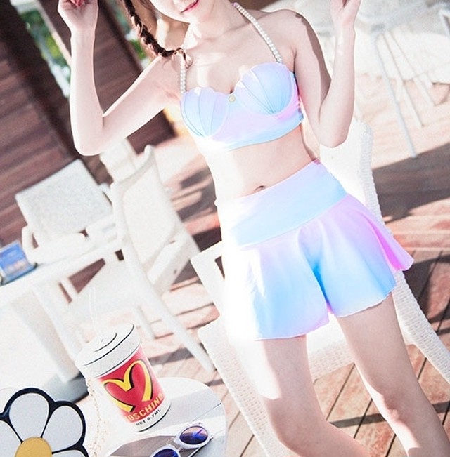 大人気 パステルカラー 夢かわいい マーメイド風ビキニ 貝殻 アリエル Sns映え ラブリー Lalas