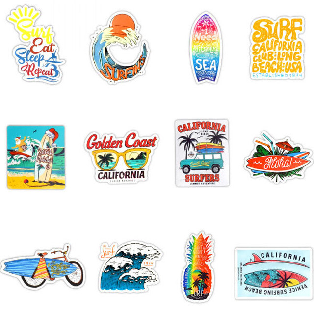 ステッカー レトロ サーフ ロゴ シール サーフィン デコレーション カリフォルニア ハワイ 80 S 90 S Hummingf
