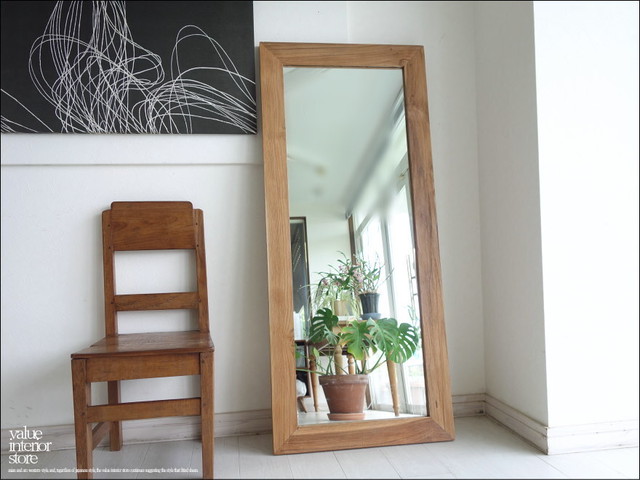オールドチーク総無垢 ミラー140cm L 2 姿見 鏡 全身鏡 古材 全身用 手作り ナチュラル レトロ 世界三大銘木 送料無料 60 X 140cm Valuestore