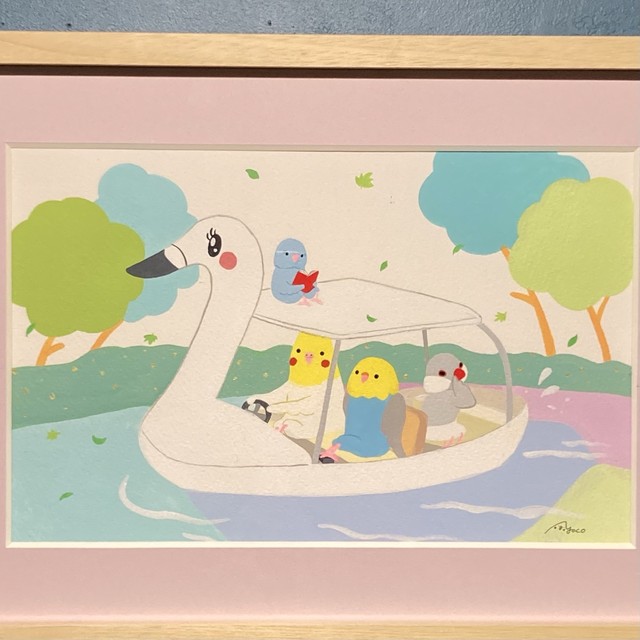 【オグチヨーコ】原画「楽しくゆるゆる漕いでいこう」