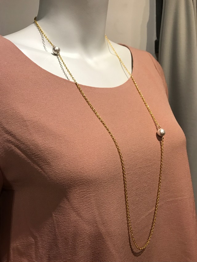 Dotto コットンパール2連ロングチェーン ネックレス Equal Net