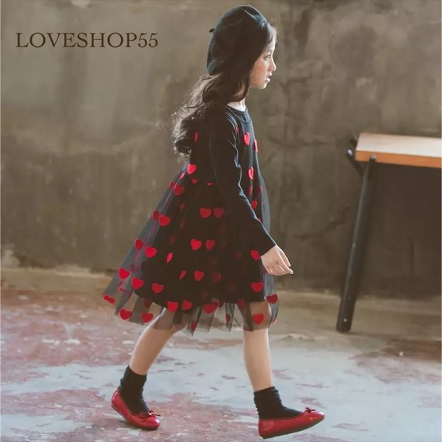 ハート柄チュール付きワンピース Set Loveshop55