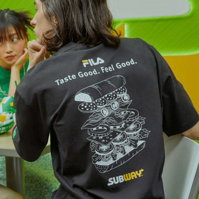 Fila X Subway Drawing Sandwich T Shirts Black 正規品 韓国 ブランド 半袖 T シャツ Bonz 韓国ブランド 代行