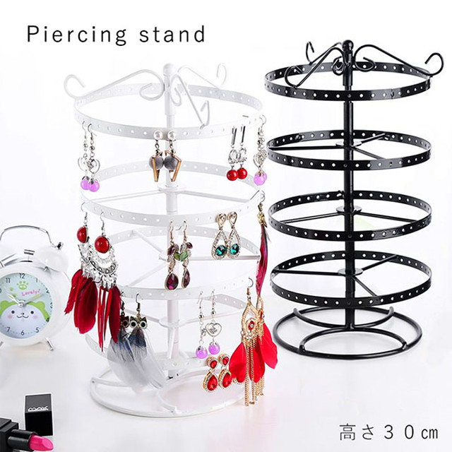 ピアススタンド ピアス収納 収納スタンド アクセサリー収納 すっきり収納 ピアスホルダー 回転式 見やすい 使いやすい 探しやすい 大容量 ディスプレイ おしゃれ 見せる収納 スタンド ホワイト ブラック 大容量収納 収納 ピアス掛け Ange Mignon