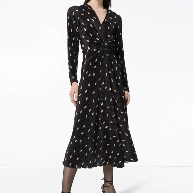 Rotate ローテート Number 7 プリーツ ドレス ブラック レディース 膝下 ワンピース パーティードレス マイブランド