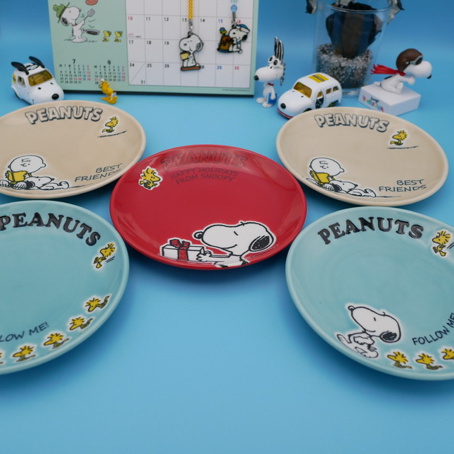 Peanuts Snoopy スヌーピー 木箱入りお皿セット ５枚入り スヌーピーのおへや N おすぬべや