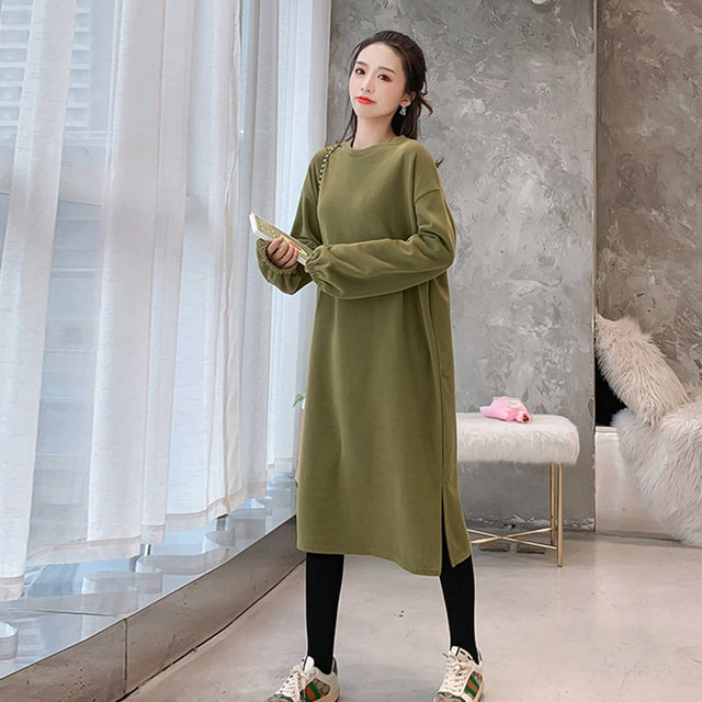 秋物 冬物 ワンピース ニットワンピース レディース スカート ロングスカート グレー グリーン ゆったり 大きめ 体型隠し ラウンドネック 厚手 フォークニット Kirihara