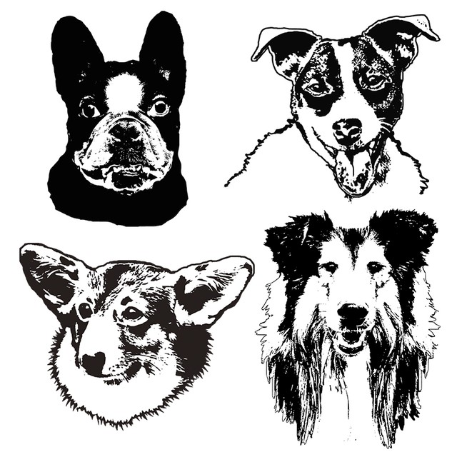 Silhouette Touch Illustration Portraits Of Dogs Cats And Pets おしゃれな犬猫 ペットの似顔絵 オリジナルペットグッズ モニマル