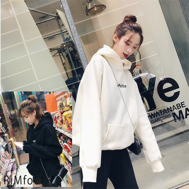 裏ボアパーカー トップス レディース オシャレ パーカ 裏起毛 フード付き 白 黒 プルオーバー トップス 秋 冬 春 長袖 パーカー Ny 012 Rimfool