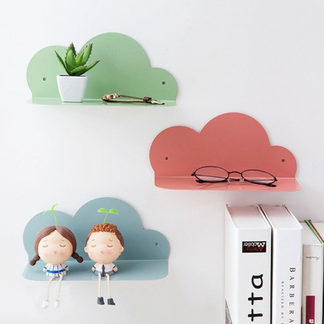 Zk ウォールシェルフ 棚 壁 鉄 小物 子供部屋 デスク 収納 吸盤 可愛い Coloring Life