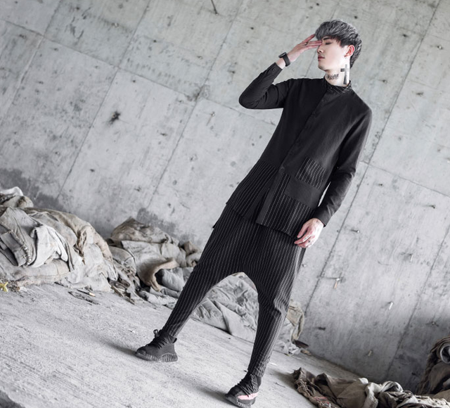 Top Mode アウター セットアップ ジャケット シャツ 黒シャツ モード系 ストライプ ブラック 黒 シンプル デザイン メンズ レディース ユニセックス Men90 Top Mode