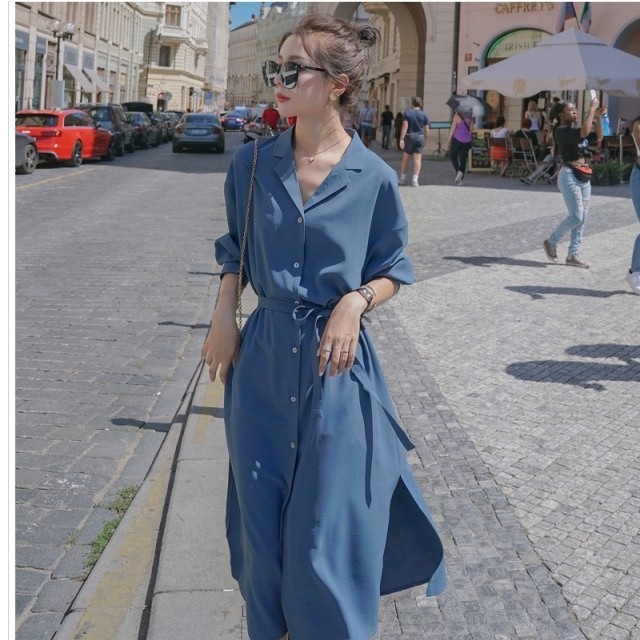 冬服 韓国 レディース シフォン フレンチレトロ ワンピース ドレス 秋服 秋ワンピース フロントボタン ロングワンピース 韓国ファッショ Basecamp49 冬服 韓国 レディース シフォン フレンチレトロ ワンピース ドレス 秋服 秋ワンピース フロントボタン ロングワンピース 韓国ファッショ Basecamp49