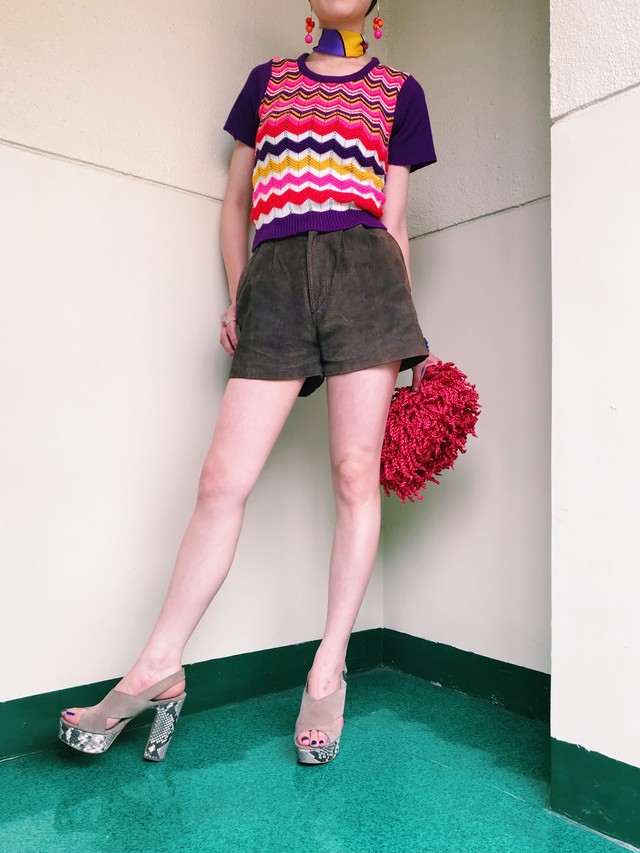 Vintage Brown Suede Short Pants ヴィンテージ 茶色 スウェード ショートパンツ Riyad Vintage Shop