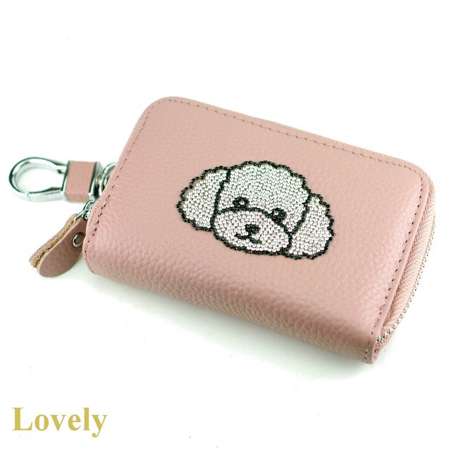 その他 Mサイズ キラキラプードル キーケース ベージュピンク Lovely Nagoya