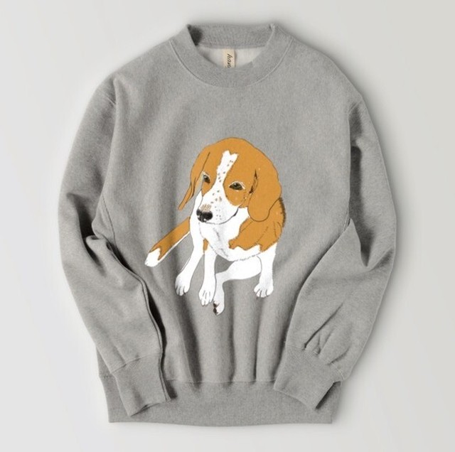 ビーグル 犬ユニセックス あったか 裏起毛 スウェット イラスト トレーナー メンズ レディース おすわり ゆるかわ 世界にひとつうちの子グッズファクトリー