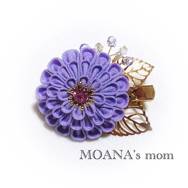 つまみ細工 Light Purple ゴールドの髪飾り 浴衣 結婚式 着物 Moana S Mom