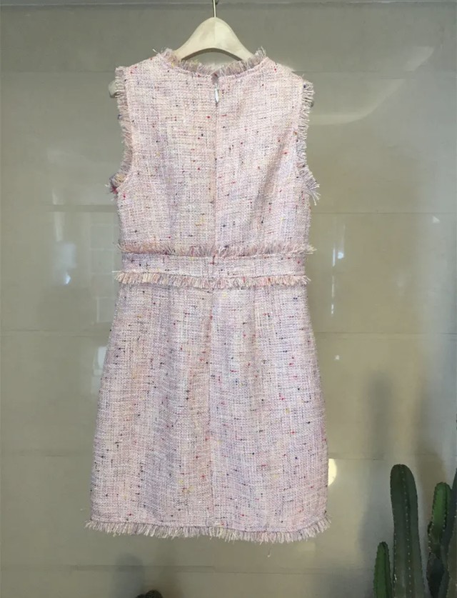 リボンノースリーブピンクツイードワンピース Lilycloset ファッション通販