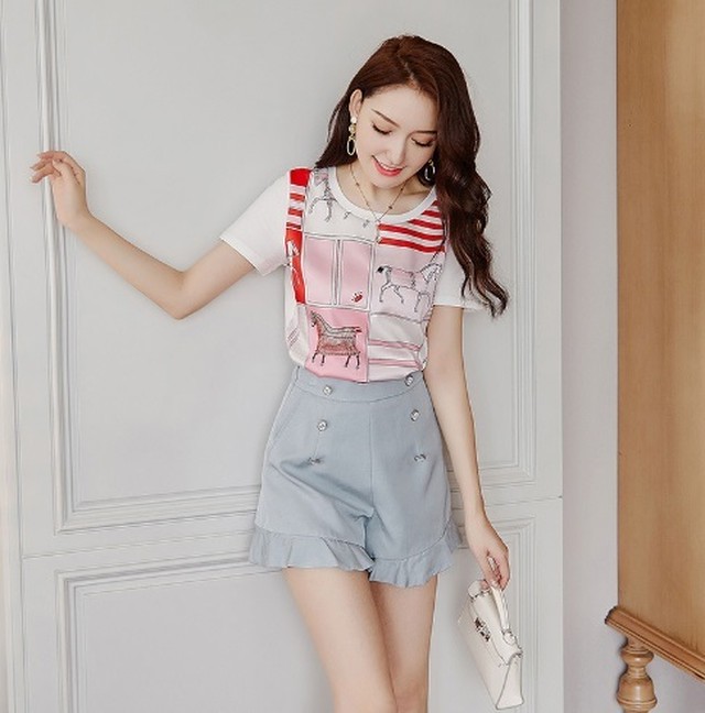 ラウンドネック 流行り シャツ 春 夏 レディースシャツ 半袖 トップス キュート セレクトショップケイズ セレクトショップケイズ