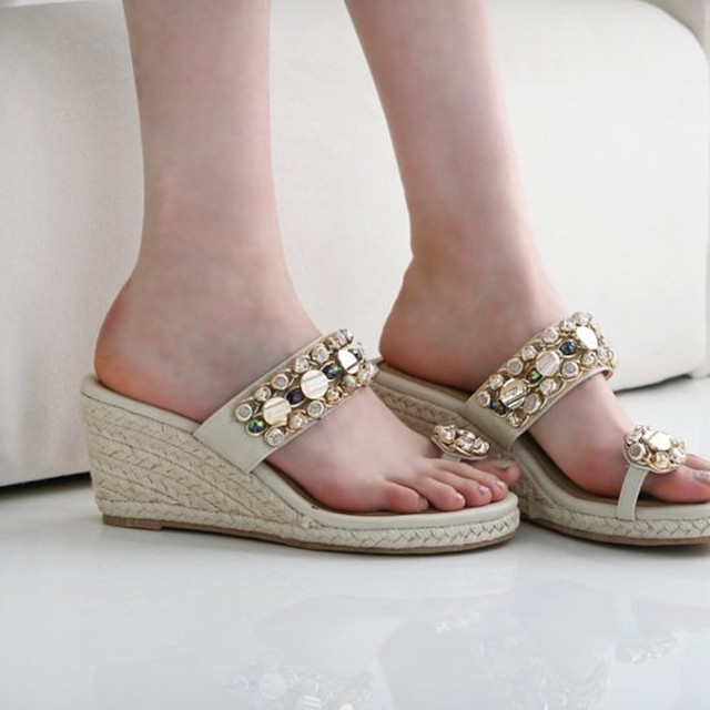 サンダル レディース 夏 ビジュー トングサンダル ジュートサンダル ウェッジソール サンダル 大きいサイズ サンダル レディース 夏 ビジュー トング サンダル ジュートサンダル ウェッジソール Leaflower 001 リーフラワー レディースファッション専門店