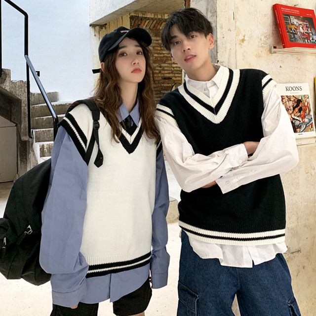 レディース メンズ ユニセックス 秋冬 ニット ベスト Vネック ノースリーブ カットソー Clin D œil