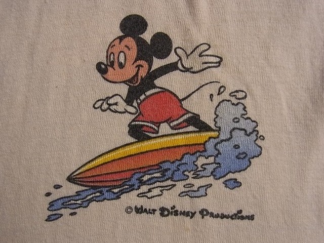 70 S 80 S Disneyland ミッキー サーフィン ヴィンテージ 長袖tシャツ Cyclone