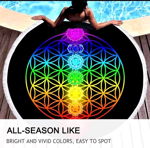 世界的にも有名な生命 豊かさ 幸せの象徴 フラワーオブライフチャクラマット Ushopjapan