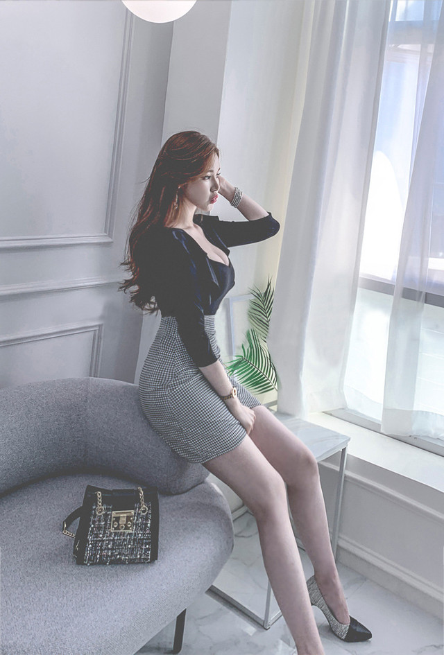 韓国レディース ブラックフリル 格子柄 セクシー ワンピース ミニ スリム キャバクラ ナイトドレス スリムウエスト 痩身 ドレス S Xl 送料無料 Rw レディース 韓国ファッション 直輸入通販 セクシーワンピース クールカジュアル 全品送料無料 Ukky Franky