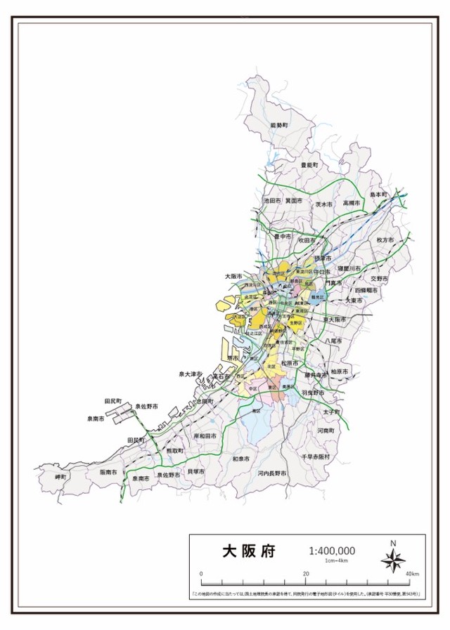 P7大阪府 高速道路 鉄道 K Osaka P7 楽地図 日本全国の白地図ショップ